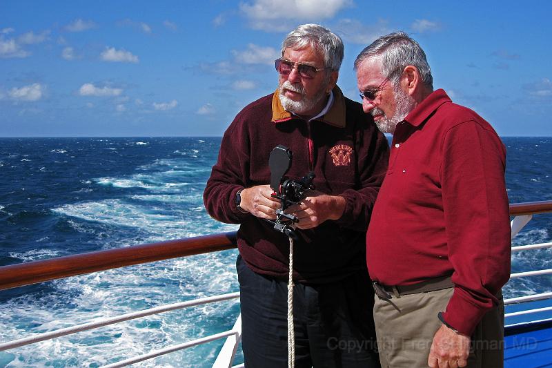 20071208 154728 Canon 4200x2800 v2.jpg - Prof (Captain) Lawrence Rudner showing me how to use a sextant, Silver Wind